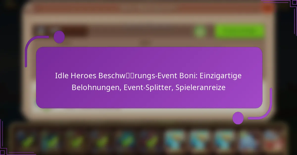 Idle Heroes Beschwörungs-Event Boni: Einzigartige Belohnungen, Event-Splitter, Spieleranreize
