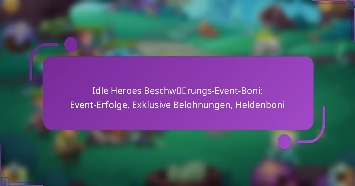 Idle Heroes Beschwörungs-Event-Boni: Event-Erfolge, Exklusive Belohnungen, Heldenboni