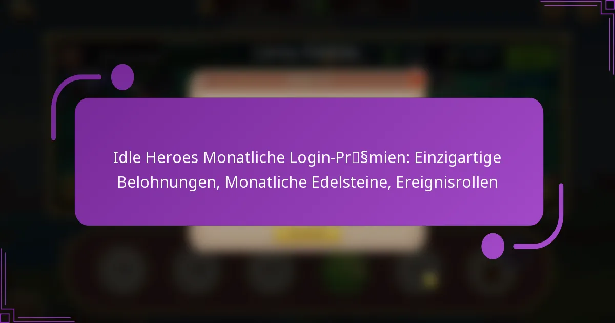 Idle Heroes Monatliche Login-Prämien: Einzigartige Belohnungen, Monatliche Edelsteine, Ereignisrollen